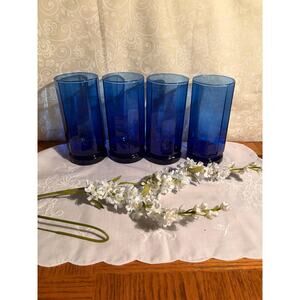 Set of 4 Anchor Hocking Cobalt Blue‎ Highball Glasses